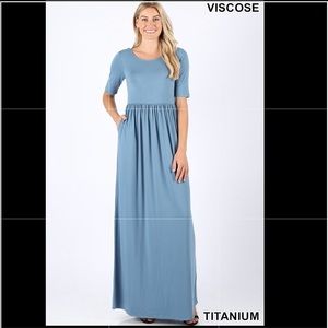 Zenana Outfitters Half Sleeve Maxi Dress